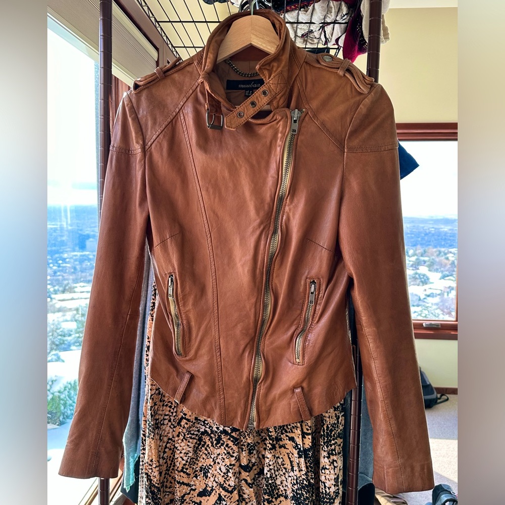 Muubaa Brown Leather Jacket Size 4
